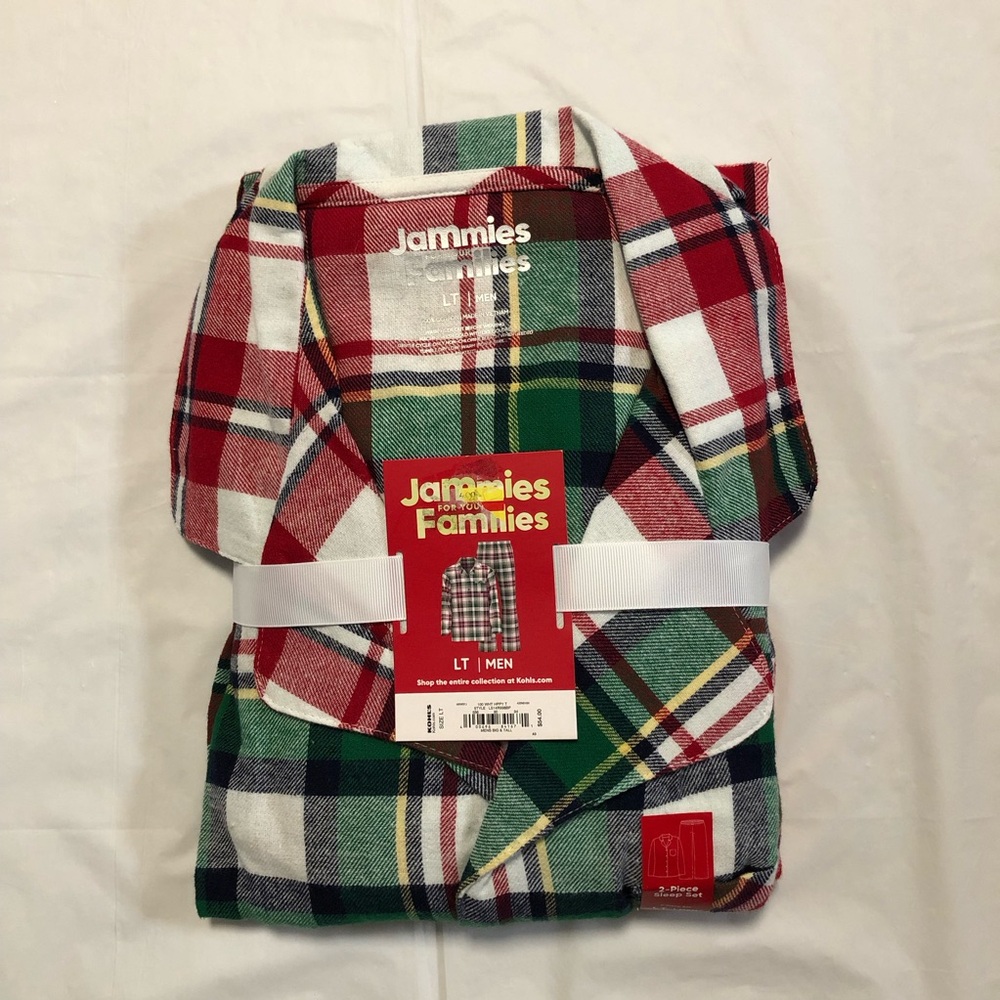 NWT Jammies For Your Families Men’s Big & Tall 100% Cotton 2-Piece Sleep Set L